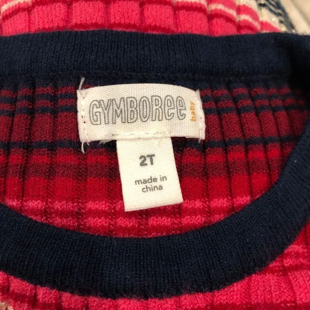 Gymboree Long Sleeve Knit Sweater Dress Stripes 2T Ribbed trumpet sleeves